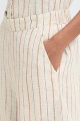 Ichi Linno Pant - Brown Stripe