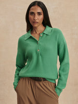 Varley Marlie Polo Knit Sweater - Green Spruce