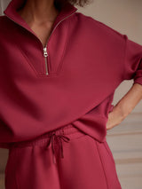 Varley Hawley Half Zip Sweat - Rich Raspberry