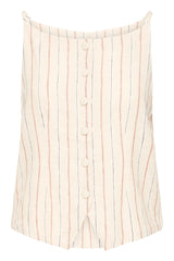 Ichi Linno Waistcoat - Brown Stripe