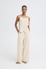 Ichi Linno Waistcoat - Brown Stripe
