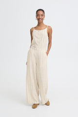 Ichi Linno Waistcoat - Brown Stripe