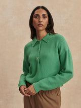 Varley Marlie Polo Knit Sweater - Green Spruce