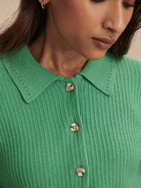 Varley Marlie Polo Knit Sweater - Green Spruce